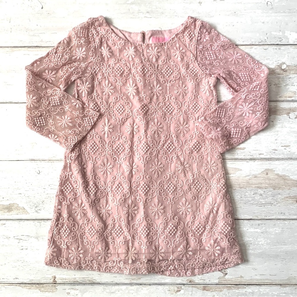 OshKosh 4T Girls Pink Lace Dress Long Sleeves Toddler Size 4 Genuine Kids
